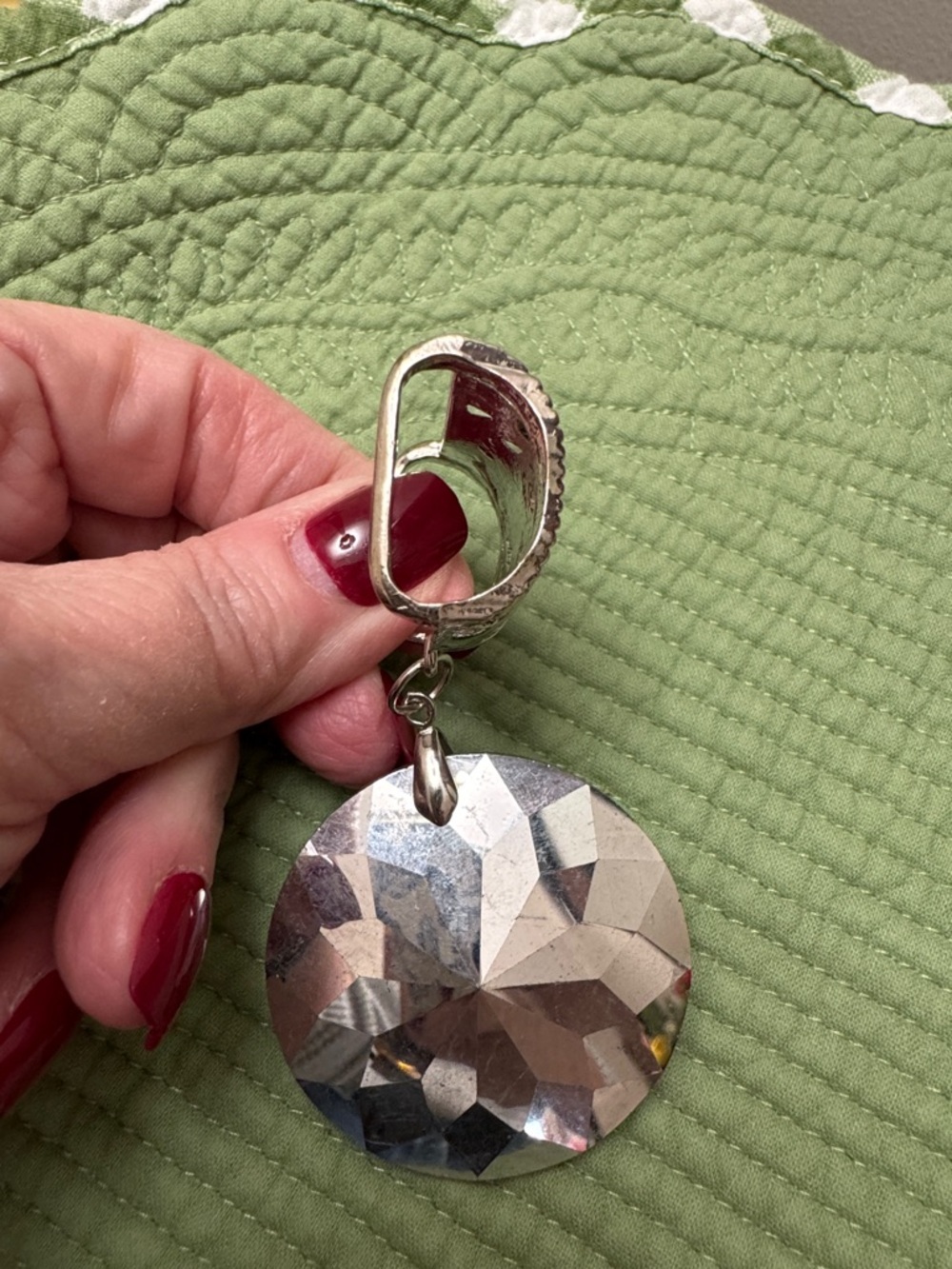 Scarf or necklace pendant/slide - Silver Clear Crystal Accent - Picture 4 of 4